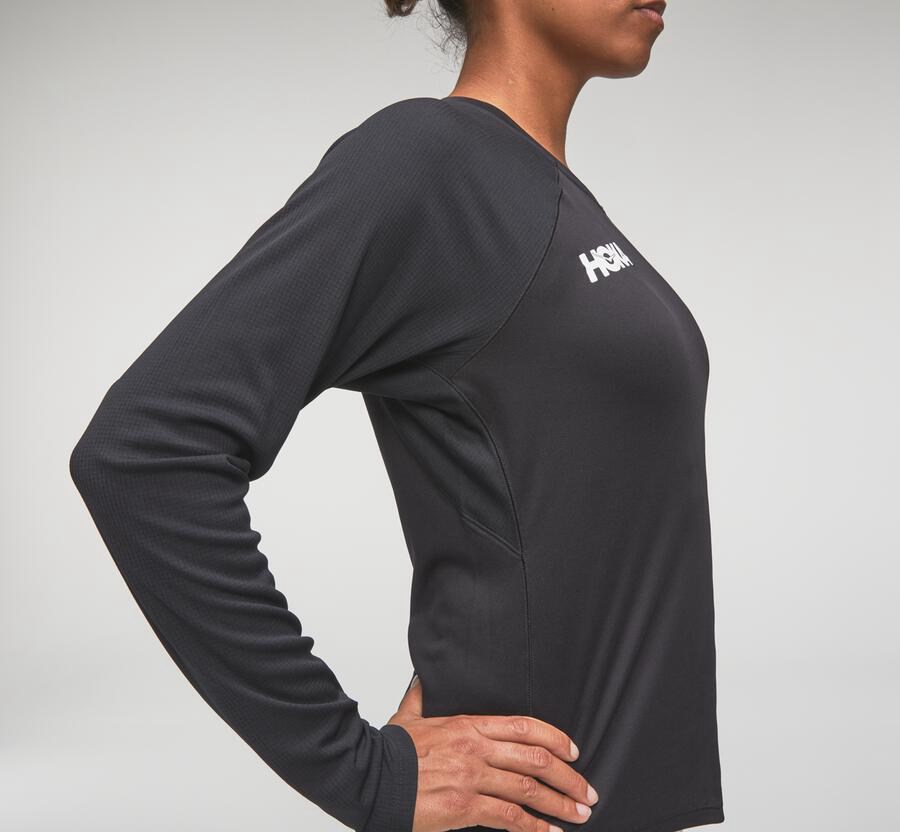 Hoka One One Tops Womens Black - Performance Long Sleeve - 15493FCIU